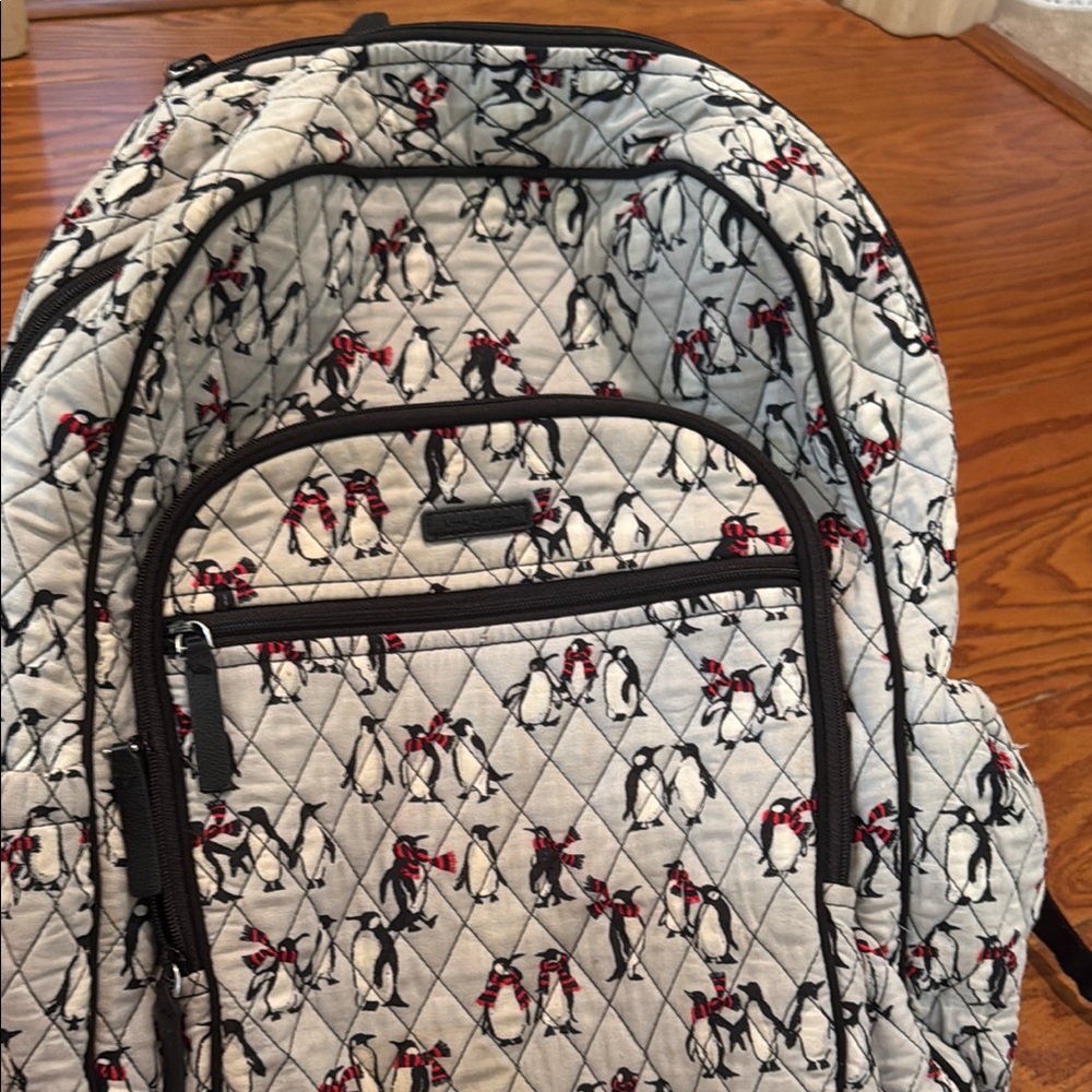 Penguin Print Quilted Backpack